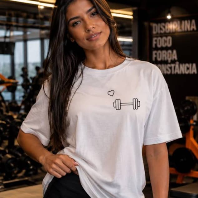 Camisetão Academia Treino Tampa Bumbum 100% Algodão Feminina Gym  Fitness Musculação Delicada