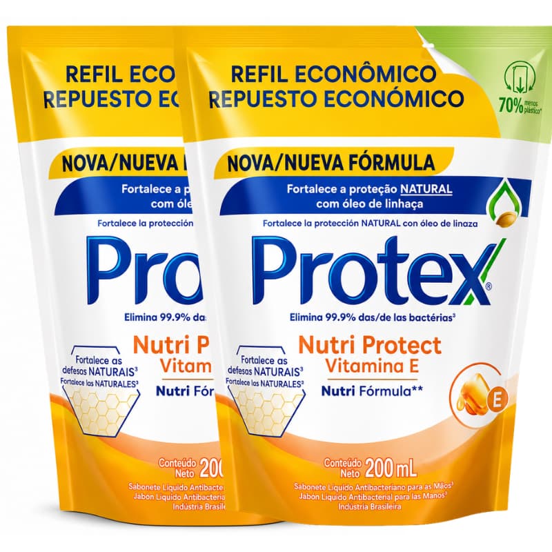 Kit 2 Refil Sabonete Liquido Protex 200mlk