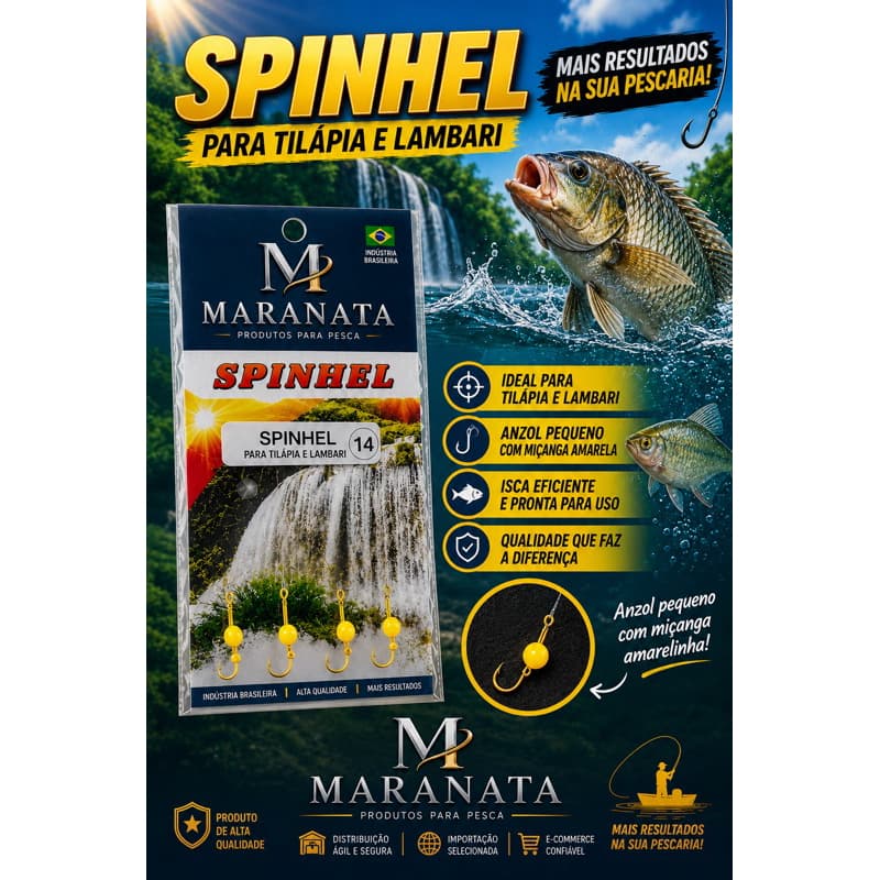 Espinhel para Tilápia e Lambari Pescaria –  Linha com 4 Anzóis + Chumbo + Miçanga