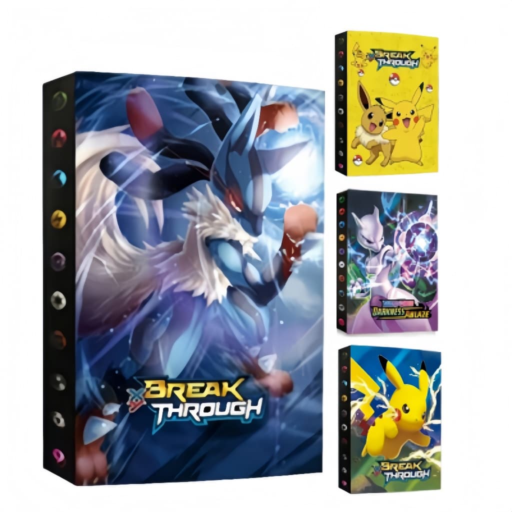 Álbum de Cartas Pokémon–240 Cartas TCG Pikachu - Charizard-Eevee Porta Cartões Colecionáveis
