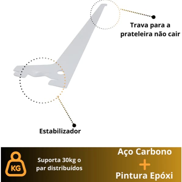 Kit 40 Suportes Simples 40cm Para Prateleira
