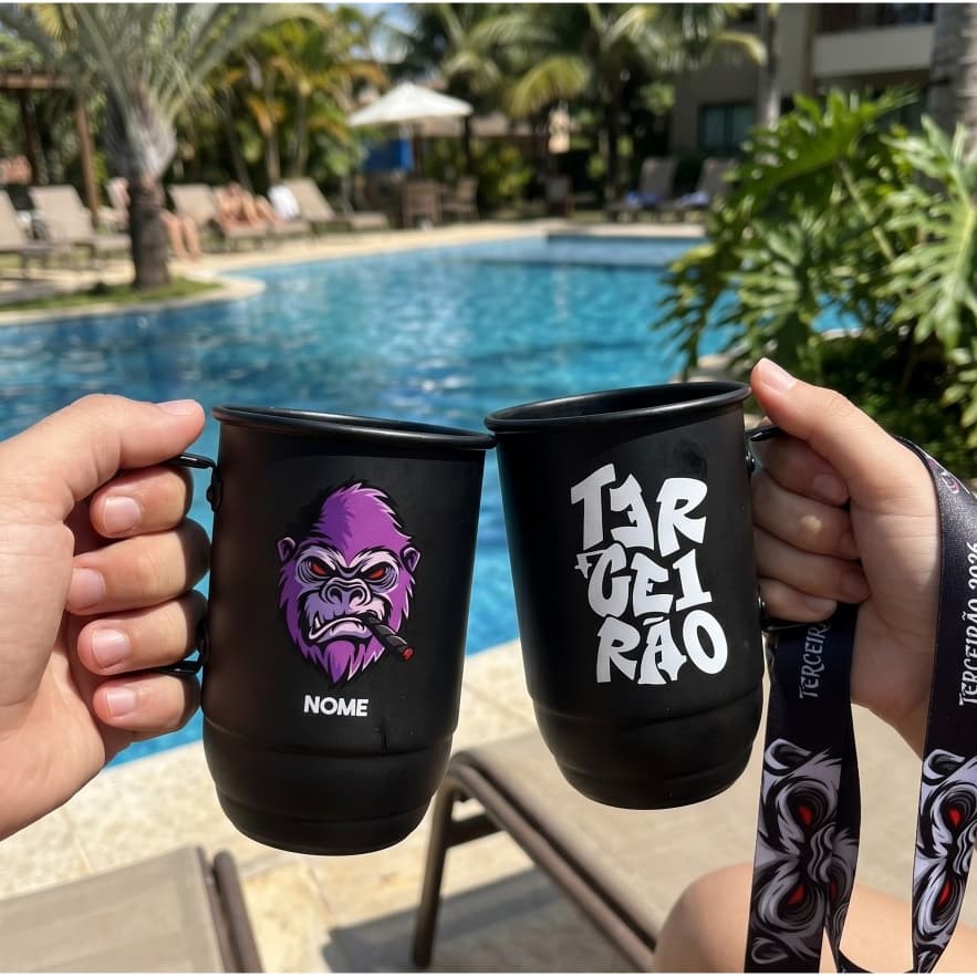 Kit Caneca Terceirão Alumínio + Tirante Personalizado Gorila