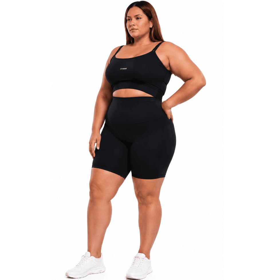 Conjunto Academia Plus Size Short e Top Regata Fitness Short Fitness Plus Roupa Esportiva Feminina