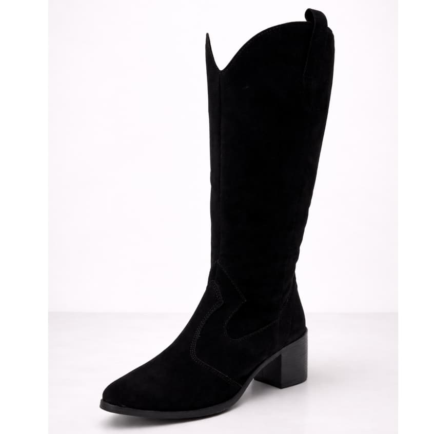 Bota Feminina Cano Longo Western Preto Dhaffy