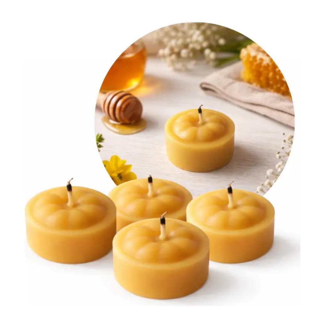 Kit 4 Velas Decorativas Pequenas Rechaud Naturais Cera de Abelha