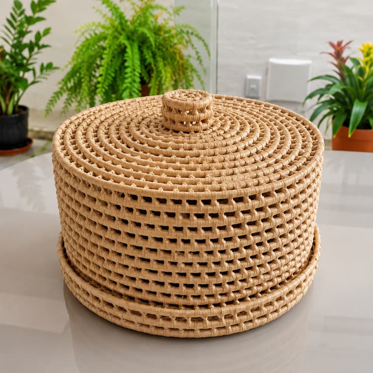Boleira de Mesa de Carnaúba Trama Aberta Decoração Elegante Coisas Diferentes Para Casa Porta Bolo