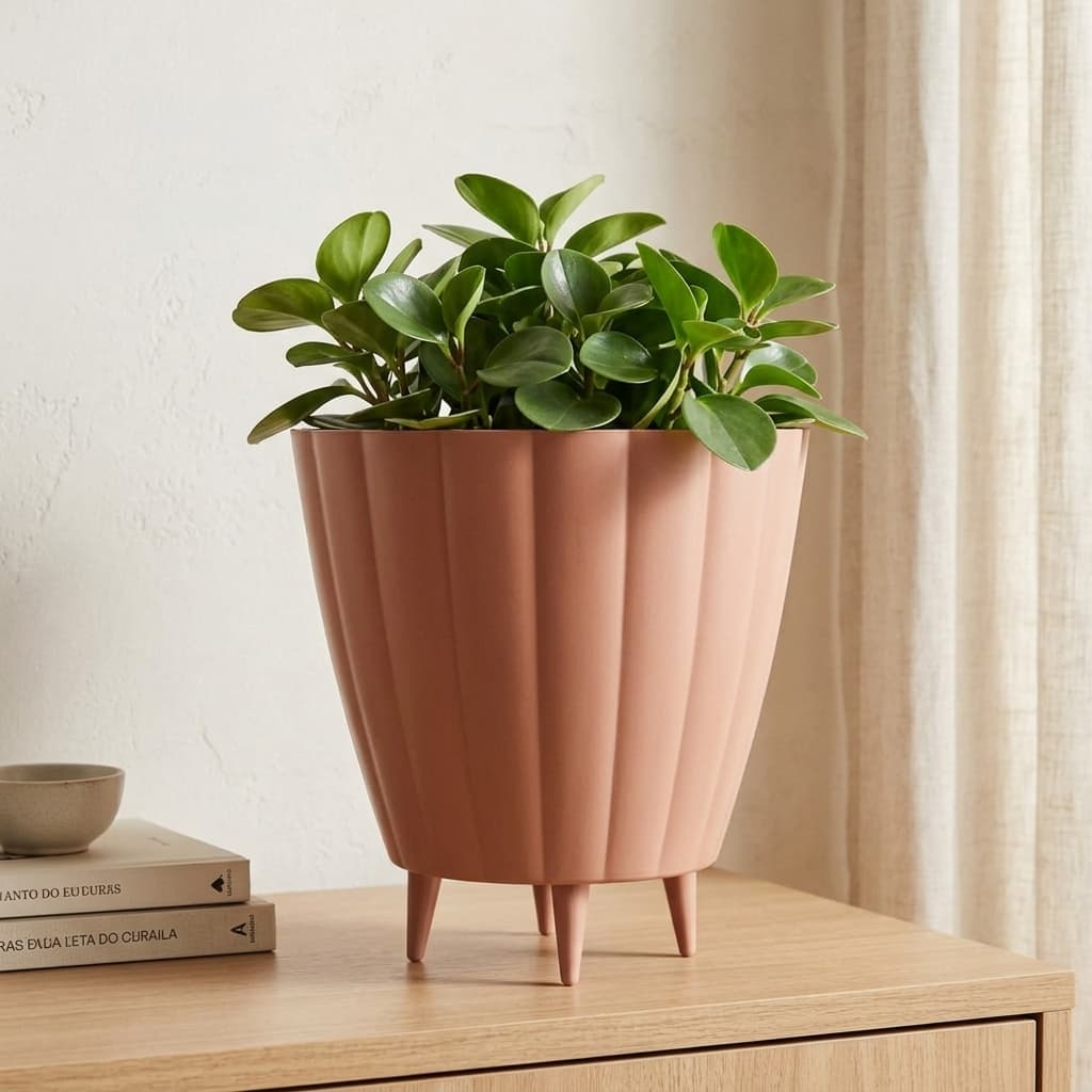 Vaso Plantas Moderno Com Pezinhos Bojo Moranga Decorativo 27x26 Polietileno Resistente Cachepot