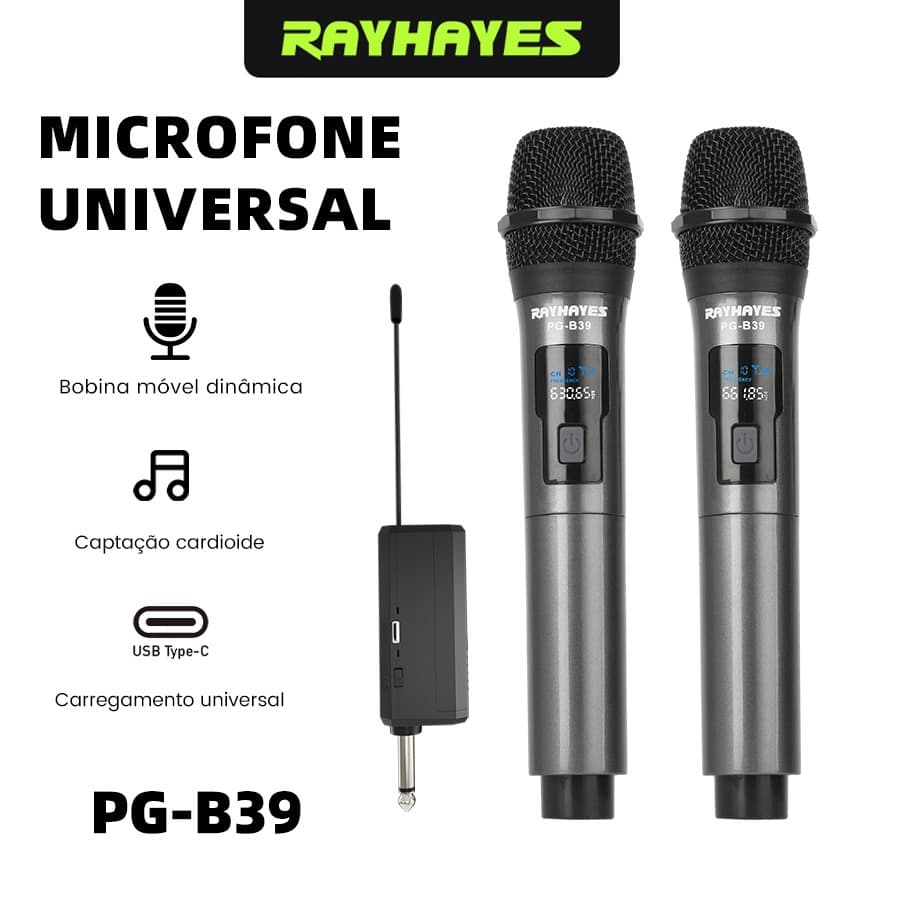 Microfones Sem Fio UHF Profissional Recarregável Alcance 100m Redução de Ruído para Karaokê Igreja Palest