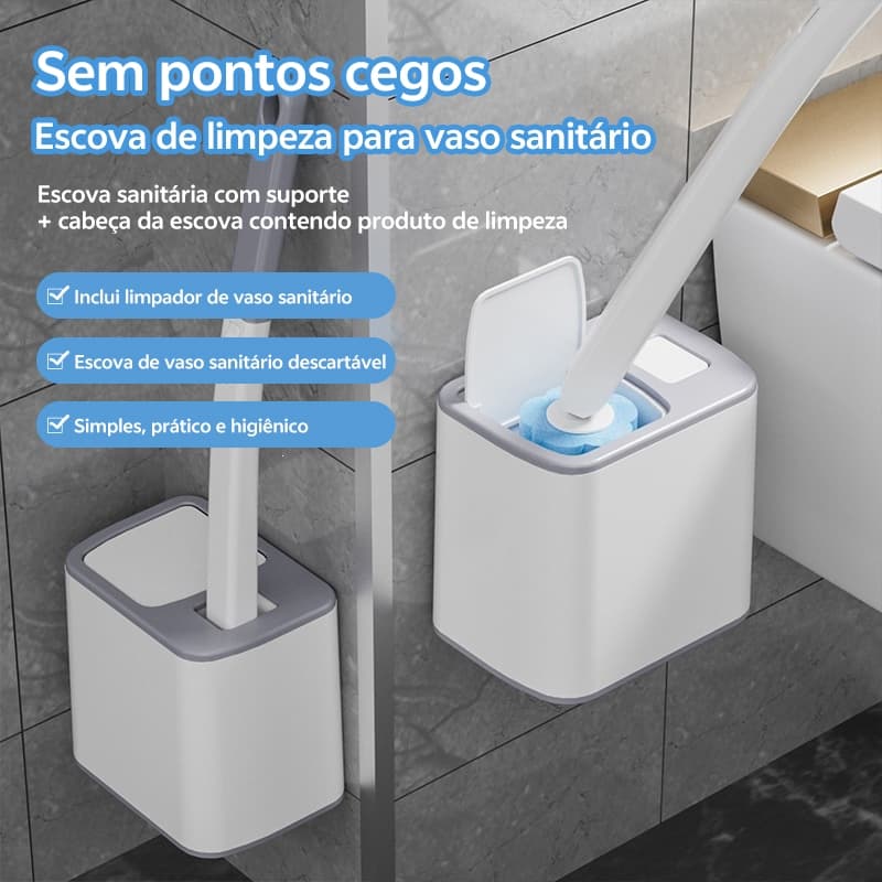 Escova para Vaso Sanitário com Suporte + 18 Refil Escova Higiênica para Banheiro LAVANDA Detergente Kit Escova