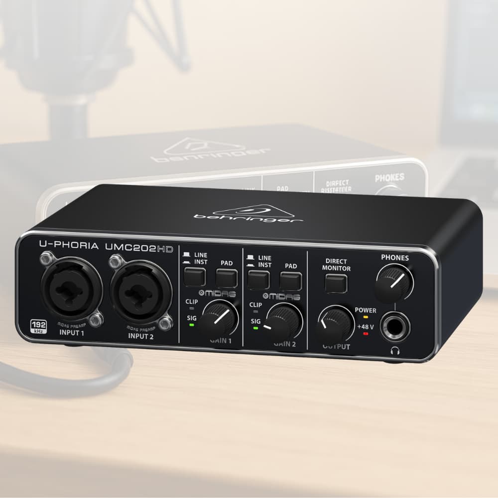 Interface de Audio Behringer Umc202 HD Interface de Audio Profissional Interface de Audio Usb