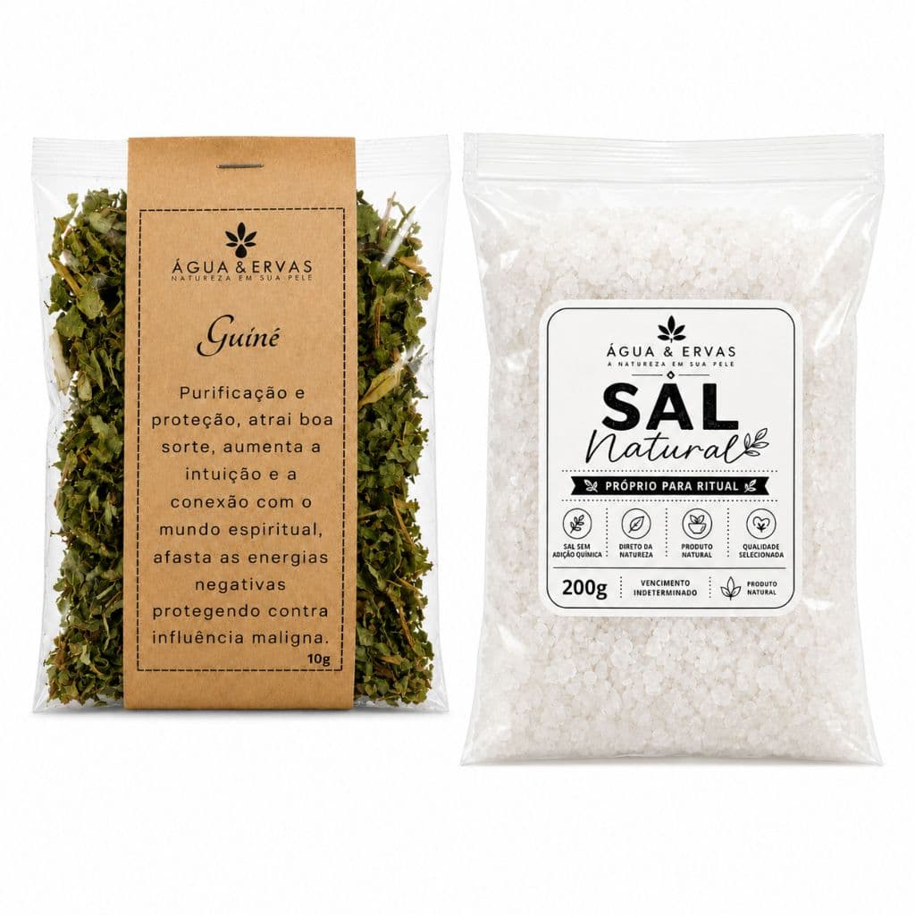 Verdadeiro Kit para Banho - Guiné e Sal Grosso - Sal Grosso Direto da Natureza e Guiné Selecionado