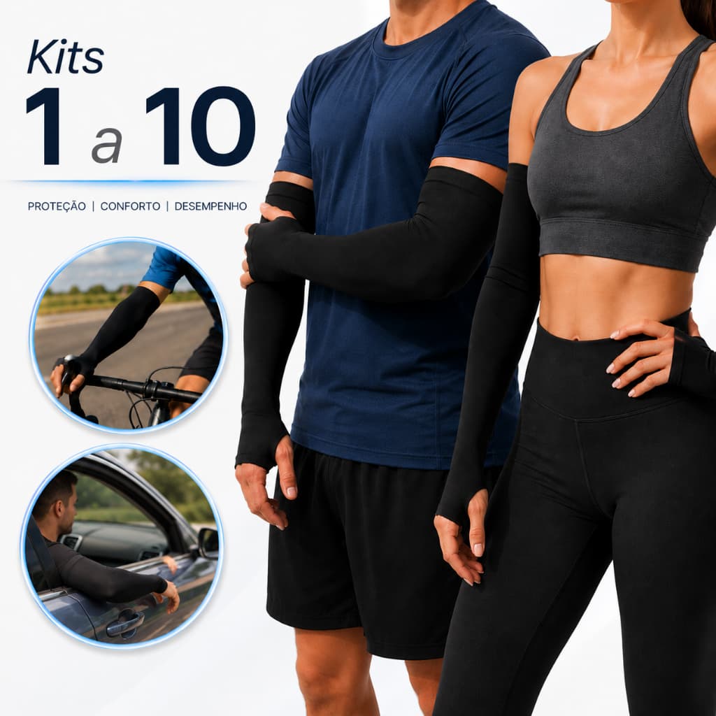 1 a 10 Pares Manguito Proteção Solar UV50+ Capa de Braço Unissex Corrida Academia Moto/Carro Ciclismo/Bike Fitness