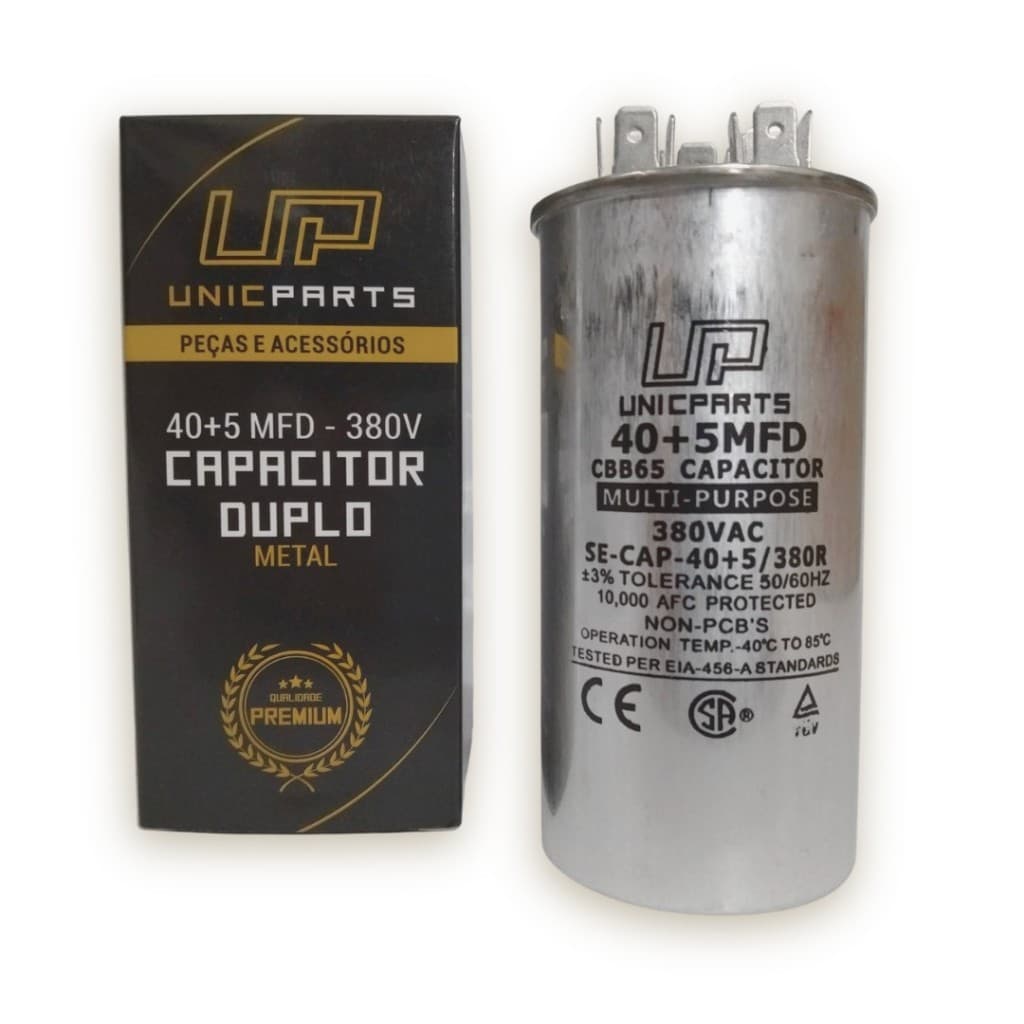 Capacitor Duplo Ar Condicionado 40+5uf 380v Unicparts