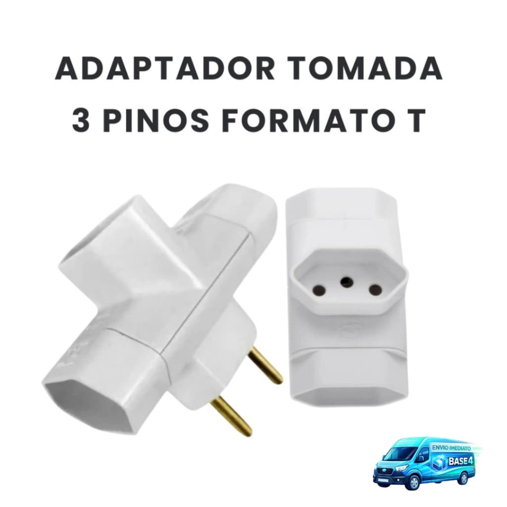 Adaptador Tomada 3 Pinos Formato T 10A Bivolt Benjamin Triplo Padrão Novo Extensor Tomada