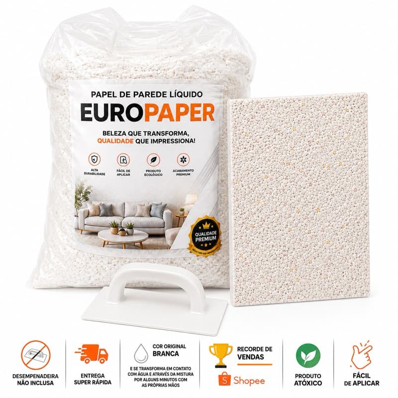 Papel Líquido para Decoração de Paredes Embalagem de 1Kg 5m² Cores Eurodecor Papel de Parede Líquido
