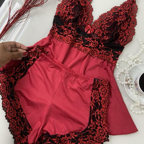 Pijama Baby doll feminino - Lindo baby dool - roupa de dormir - babydoll elegante - babydoll confortavel