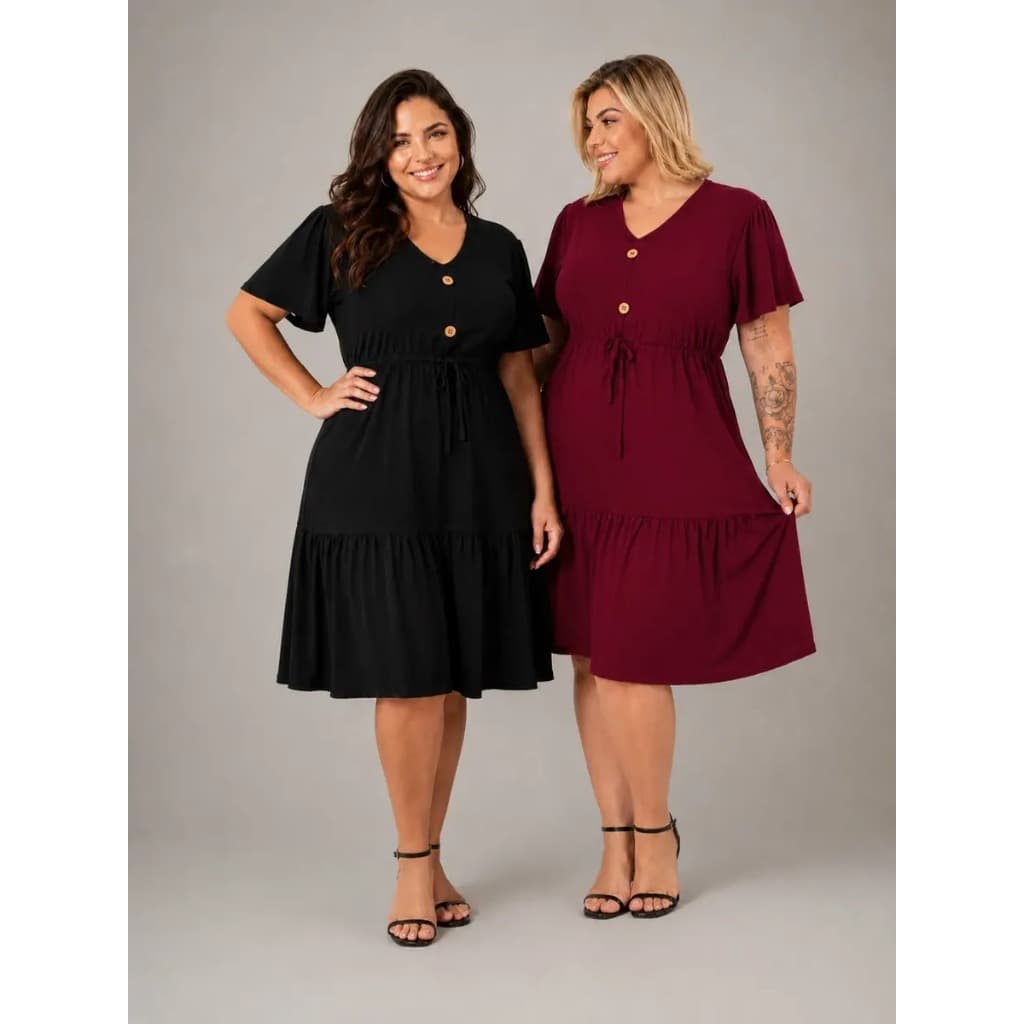 Kit 2 Vestido Plus Size Confy Moda Elegante Comfortavel Soltinho Casual