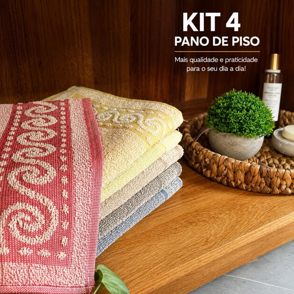 Kit 4 Toalha de  Piso Atoalhado Para Banheiro 4 Unidades Jogo Toalha de Piso Para Box Banheiro