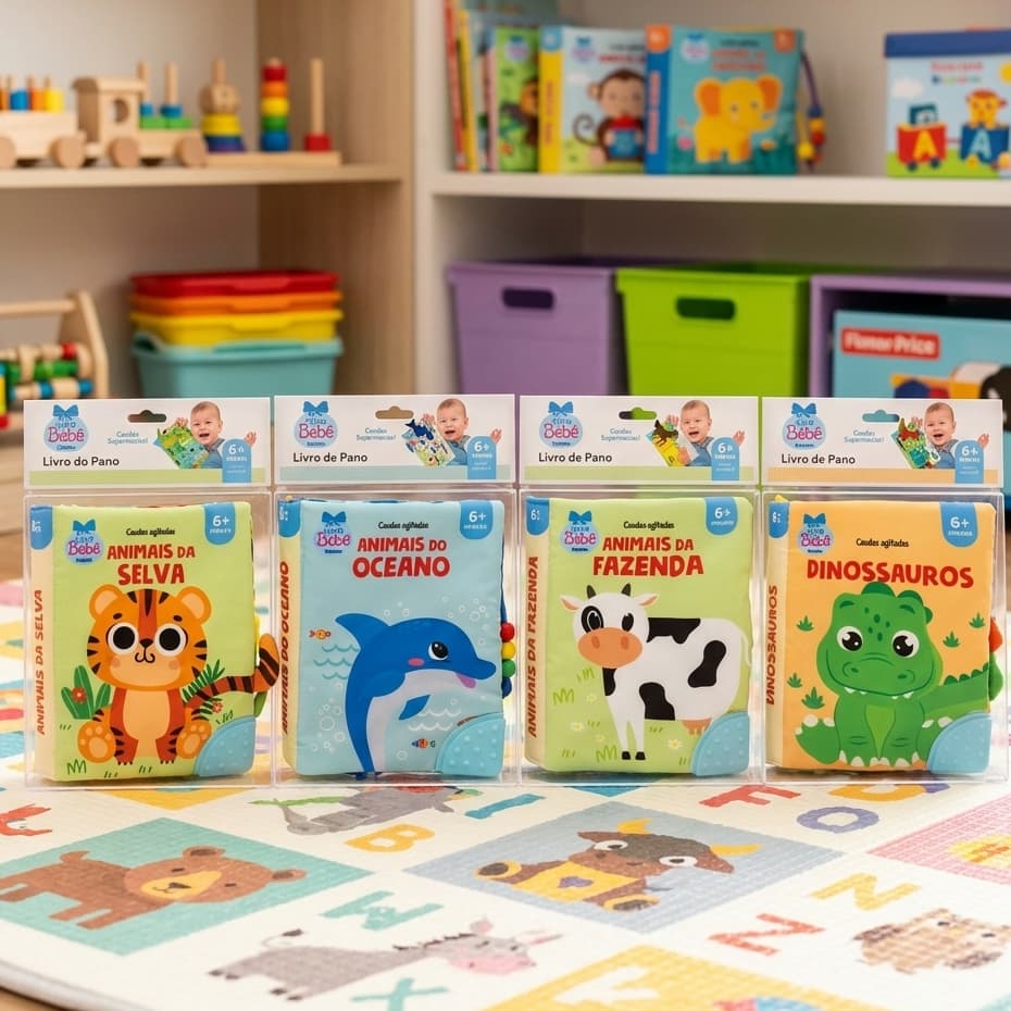 Livro de Pano Educativos Desenvolvimento Infantil Tecido para Bebê Brinquedo Educativo Sensorial
