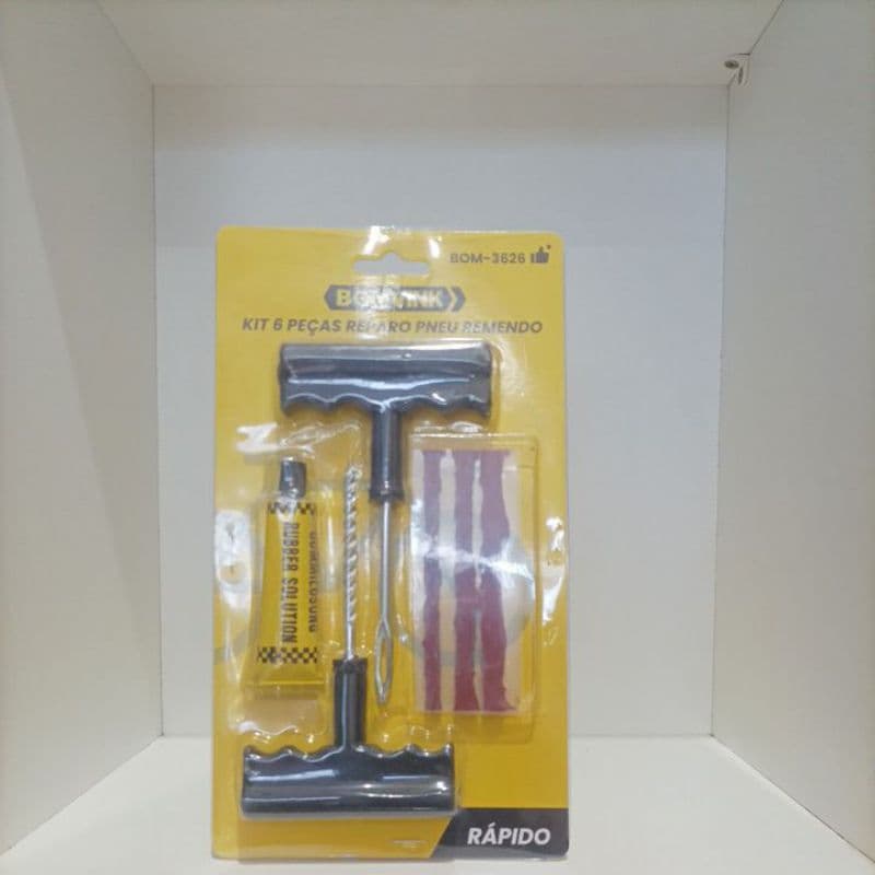Kit reparador de pneu facil + cola + 3 macarrão