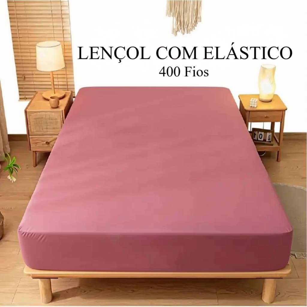 Lençol com Elástico Toque Algodão 400 Fios Cores Lisas Sortidas toque de algodão toque de seda