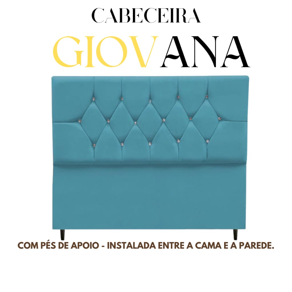 Cabeceira Giovana Casal Queen King Solteiro Para Cama Box Solteiro Com Cristais e Pés Varias Cores