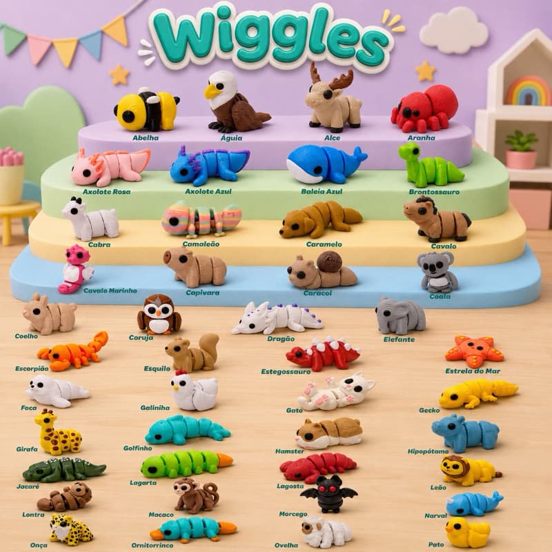 Kit de Animais Articulados Wiggles – Brinquedos Sensoriais