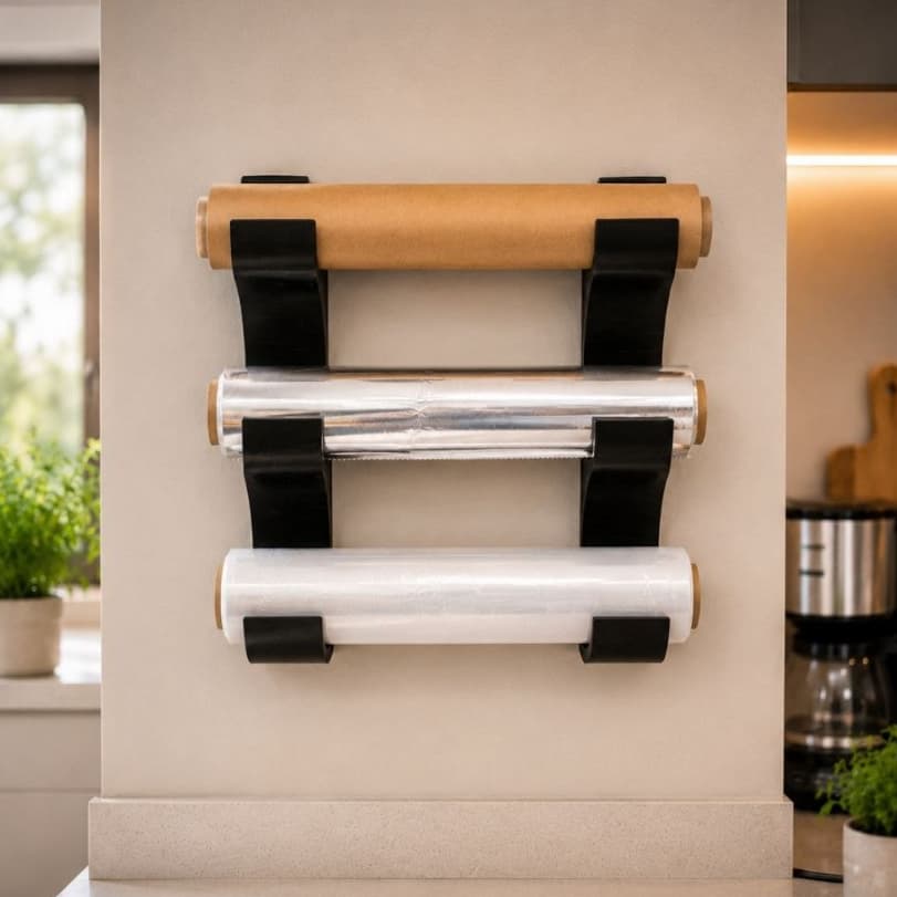 Suporte Multi-Rolos Cozinha | Porta Papel Alumínio, Plástico Filme, Papel Manteiga