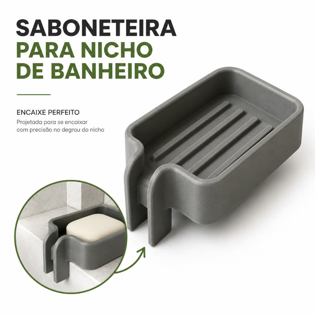 Saboneteira para nicho de banheiro com dreno de água sob medida, perfeita organizador de banheiro