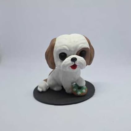 Pet Personalizado 3D 10cm + Base com Nome | Escultura Pintada à Mão em PTG Sob Encomenda