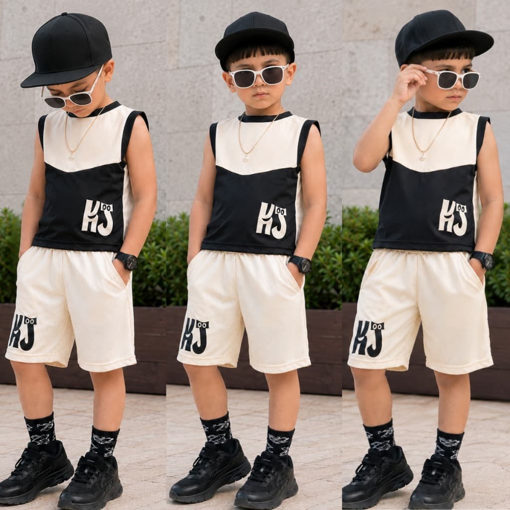 Conjunto Infantil de Verão - Camiseta + Bermuda estilosa Dry Fit - Tamanho 2 ao 12 Anos