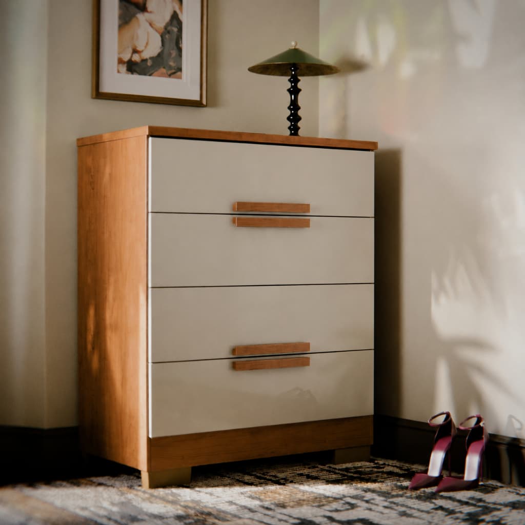 Cômoda 4 Gavetas Para Quarto Gaveteiro Casal Solteiro Grande Multiuso Organizador Roupas Napoles