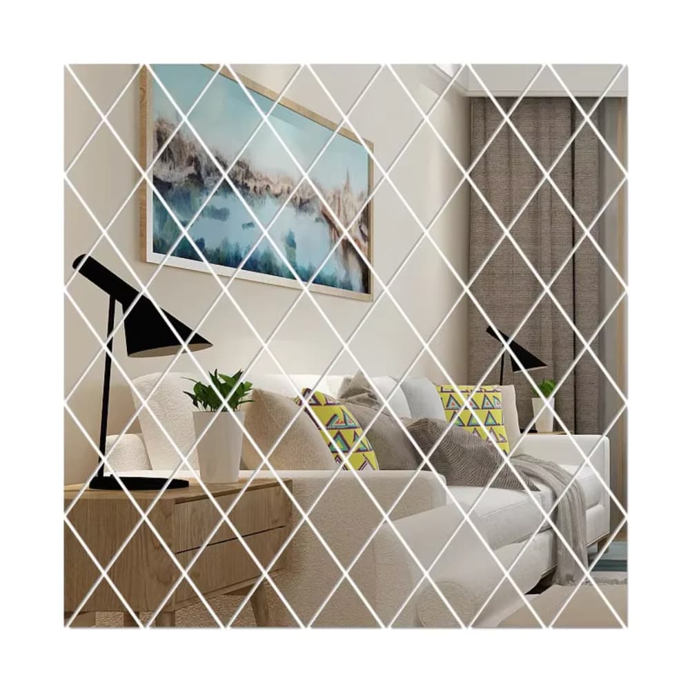 Espelho Acrílico 3D Rhombus Diamante Auto Adesivo - Decoração Parede Sala e Casa