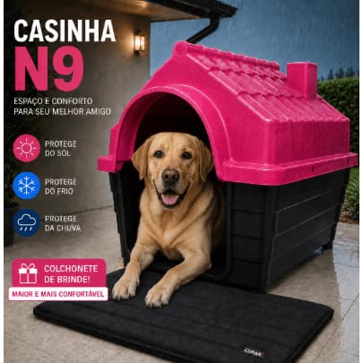 Casinha N8 e N9 Plástica Desmontável para Cachorro Porte Grande com Proteção UV