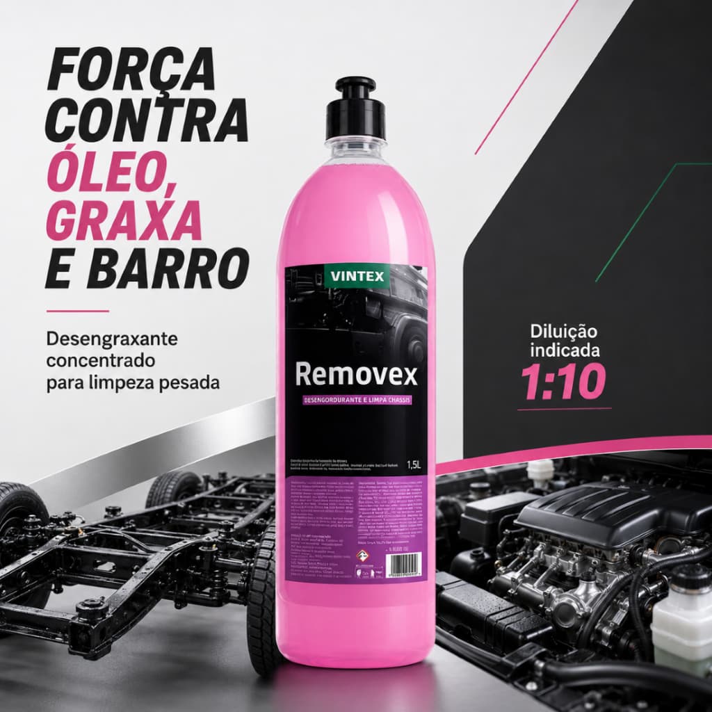 Desengraxante Removex 1,5l Vintex Vonixx Limpador Concentrado De Chassi E Motor Automotivo Forte