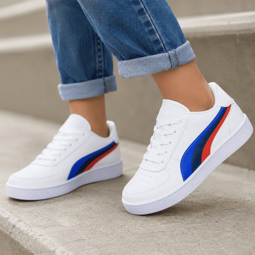 tenis infantil branco leve confortável casual para escola e passeio infantil