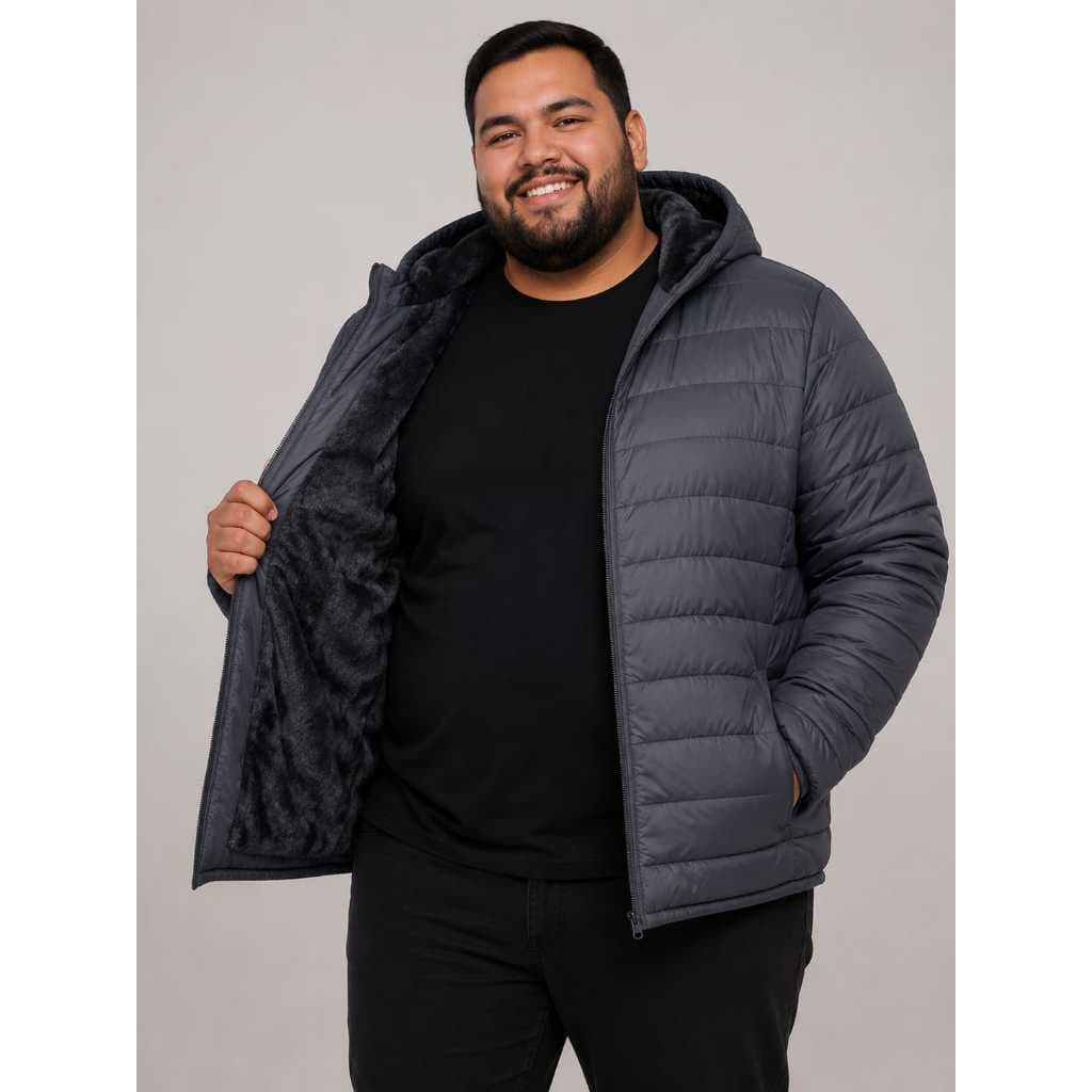 Jaqueta Bobojaco Masculina Plus Size Forrada com Pelinho e Capuz Removivel