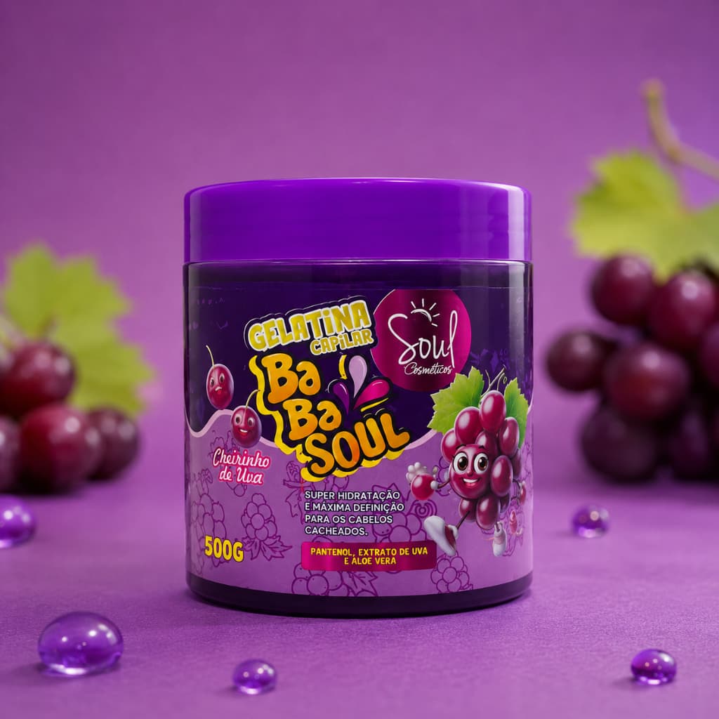Gelatina Capilar Soul Cosméticos Ba Ba Soul Cheirinho de Uva 500g Para Cachos