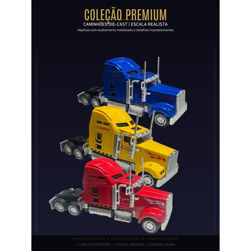 Miniatura Caminhão Americano Premium Fricção Metal Escala 1:50