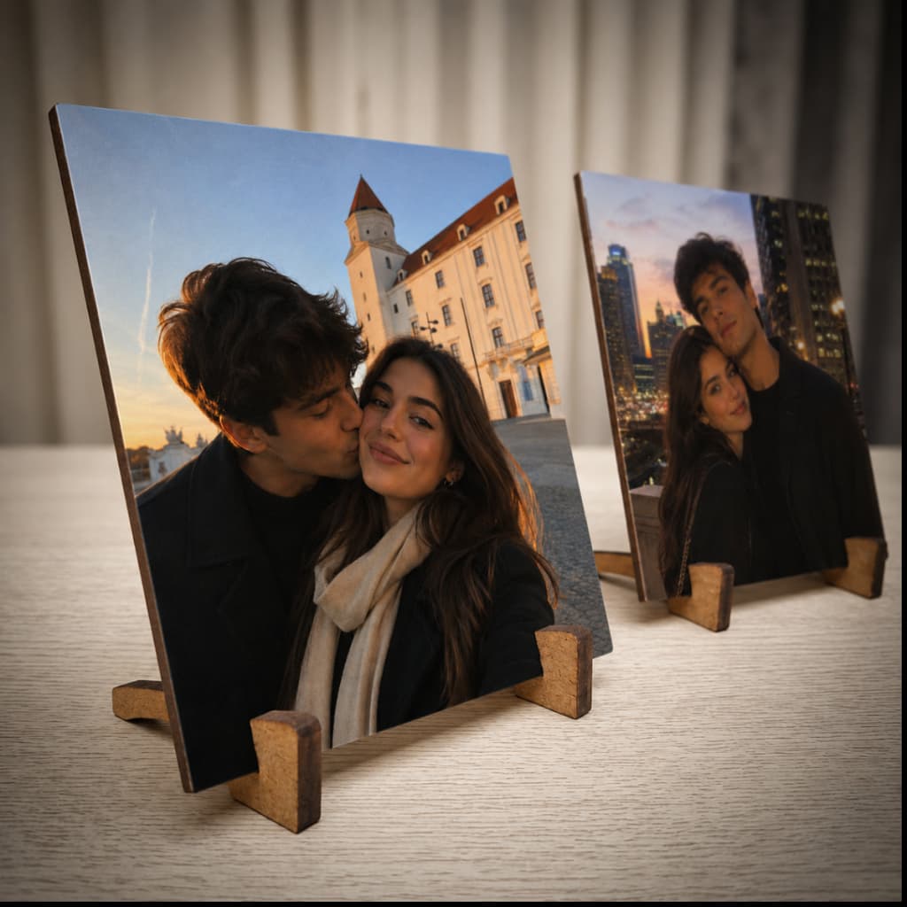 Kit 2x Porta Retratos Personalizados C/ Sua Foto 15x15cm | Porta Retrato MDF