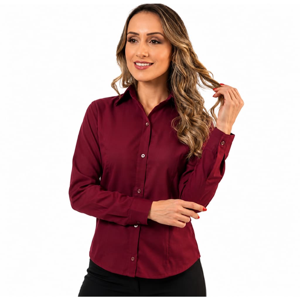 Camisa Feminina Social Com Botão Manga Longe Tendência disponivel tamanhos m g gg