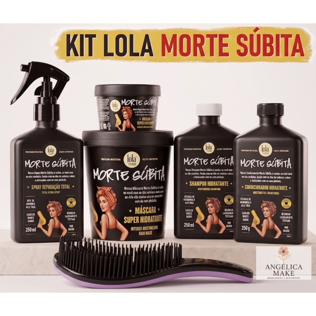 Kit Lola Cosmetics Morte Súbita Completo 6 Itens + Escova Reconstrução Reparação Total Cabelos Danificados Hidratação Pr