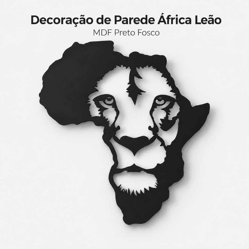 Decoração de Parede em MDF Preto – África com Rosto de Leão
