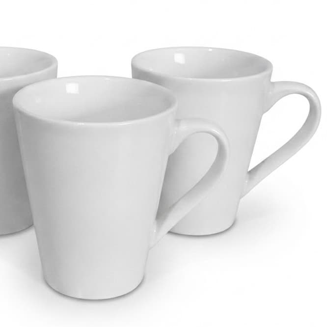 Kit 2 Canecas Cônicas de Porcelana Branca 300ml - Para Artesanato, Pintura e Vinil