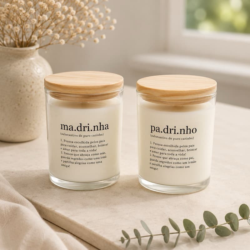 KIT Vela Aromatica  no Pote - Lembrancinha MADRINHA, PADRINHO, DINDA, DINDO, MÃE, PAI, AVÓ, AVÔ