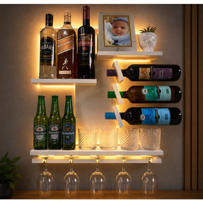 Bar de Parede  Adega Porta Vinhos Whisky 100% MDF Porta Taças A Pronta Entrega