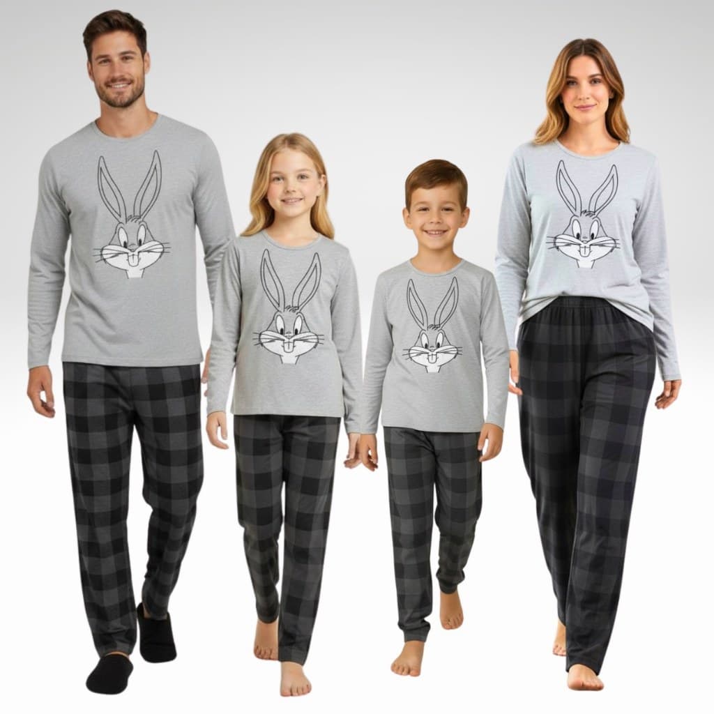 Kit 3 Pijamas Longo Família inverno Arte Xadrex - Pai, mãe & Filha Ou Filho Promoção