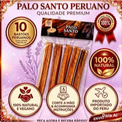 Palo Santo Peruano Legítimo 10 UNIDADES CORTE EXCLUSIVO (Palito) Limp energ  DESCARREGO + instruções