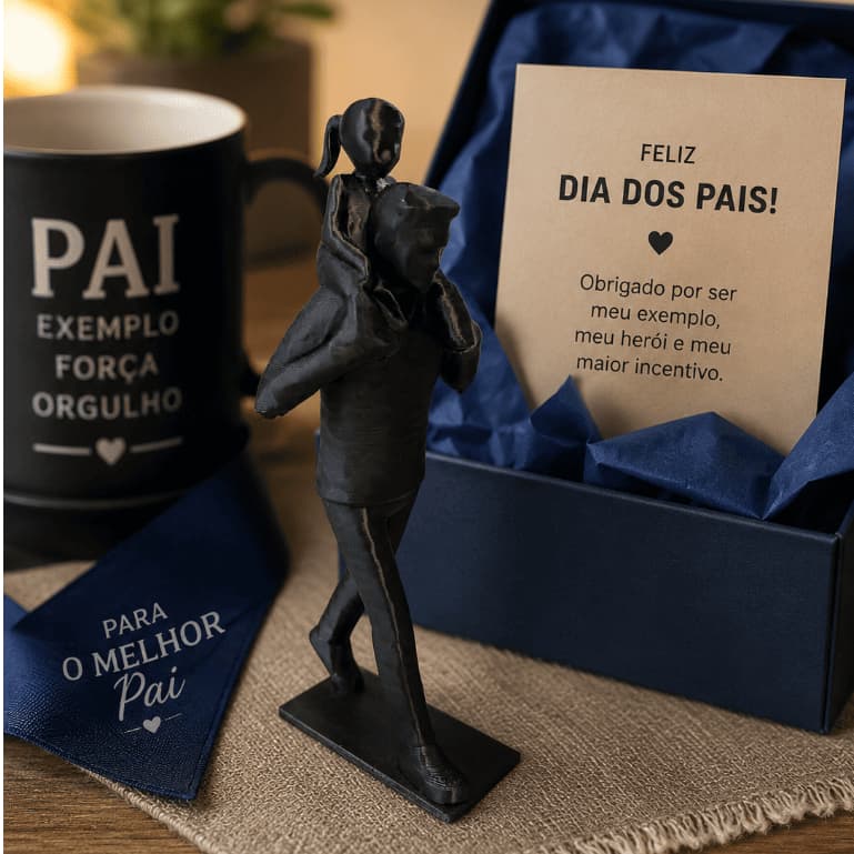 Escultura Decorativa Dia dos Pais - Pai e Filha, Pai e Filho, Pai e Filhos, Pai e Filhas