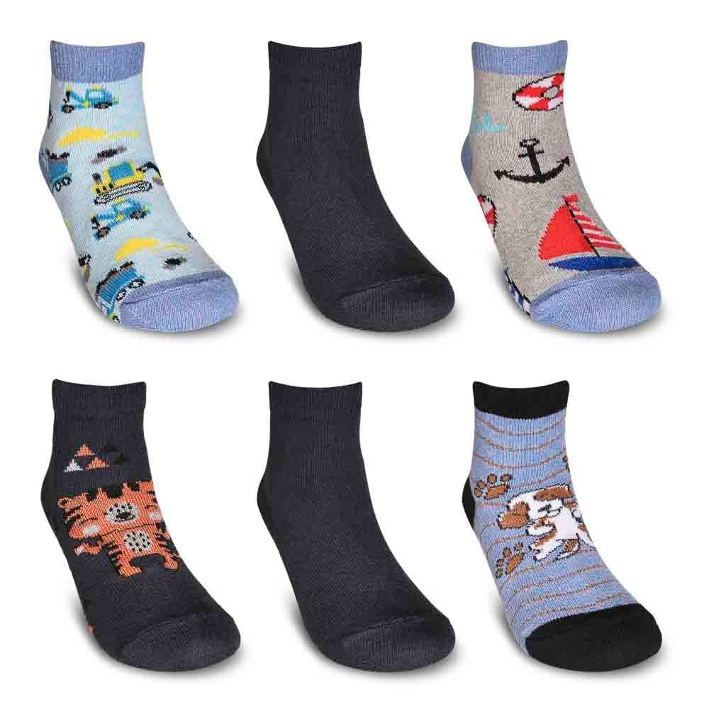Kit 3 Pares Meia Infantil Menino Cano Curto Estampada 19 ao 22